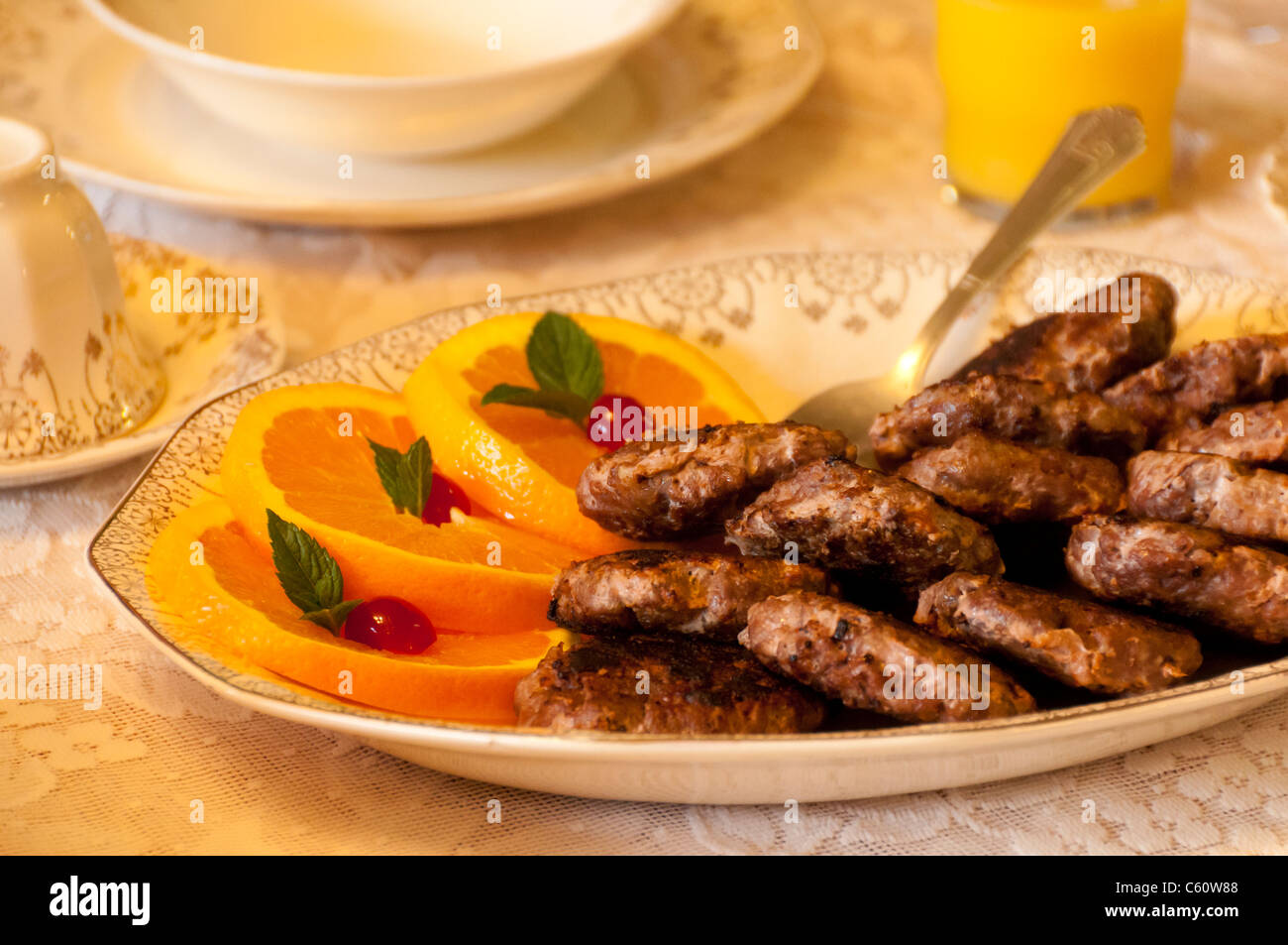 Frühstück im Virgelle Mercantile Inn; Virgelle, Montana. Stockfoto