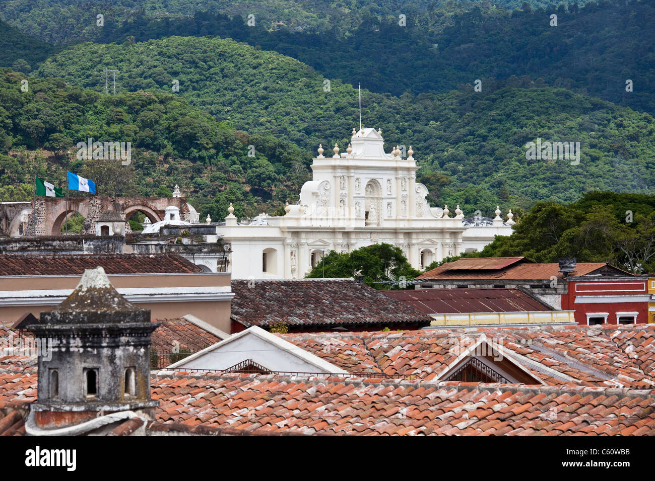 Antigua-Kathedrale oder Santiago Kirche, Antigua, Guatemala Stockfoto