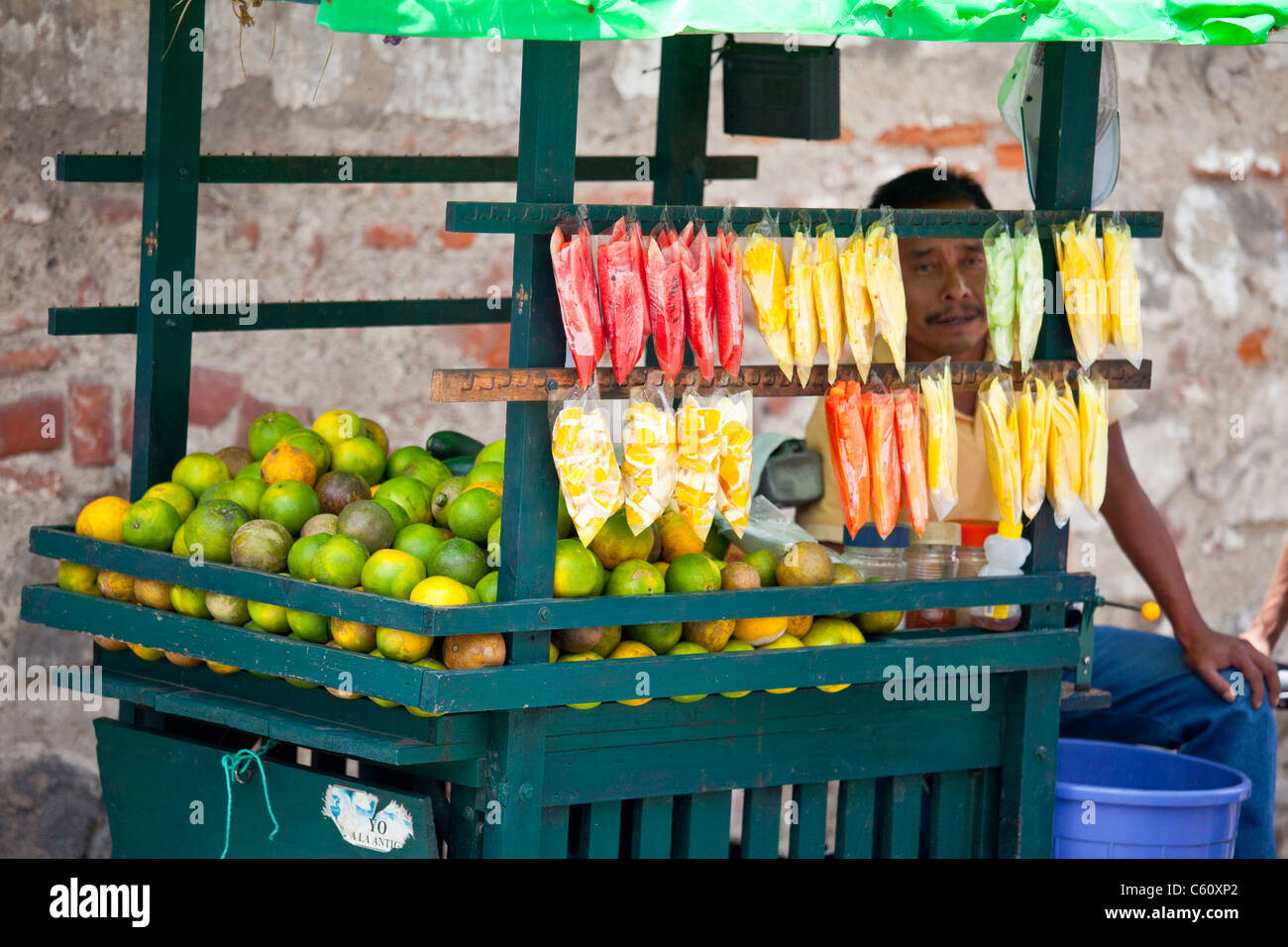Obstverkäufer, Antigua, Guatemala Stockfoto