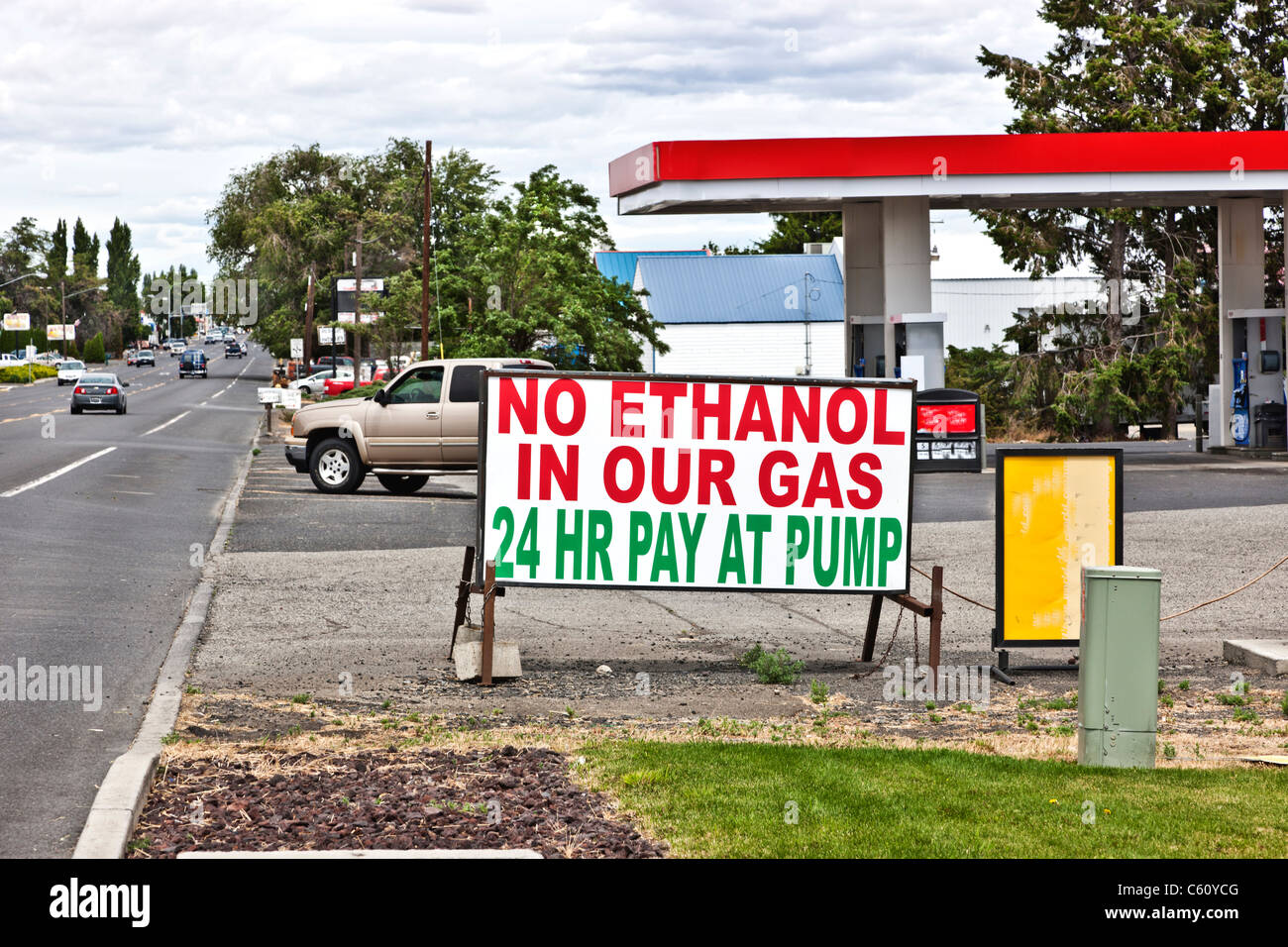 "No Ethanol in unser Gas", zu unterzeichnen Stockfoto