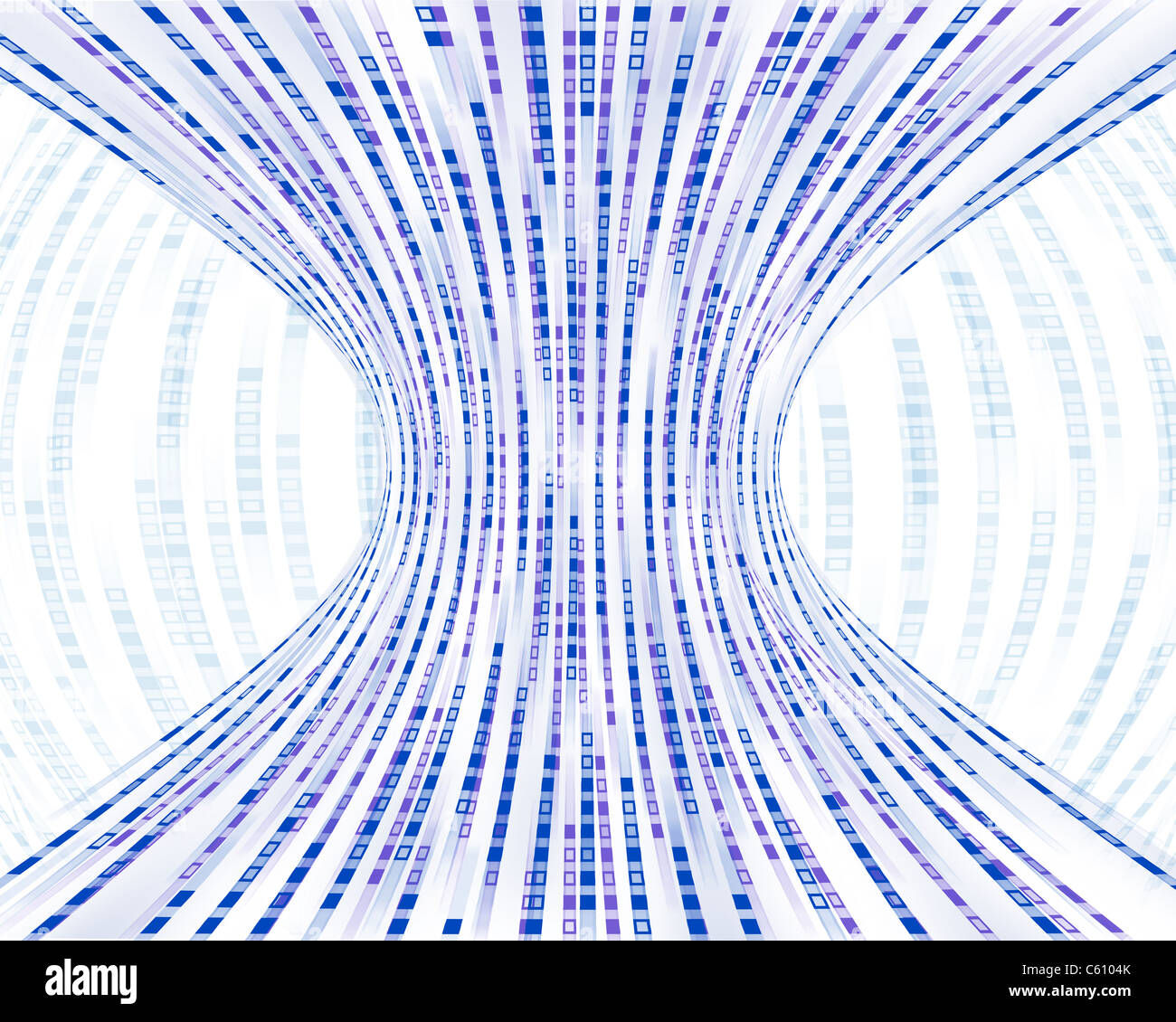 Fließenden blauen Kästen, binären-Code wird eingeengt durch einen Engpass darstellt Stockfoto