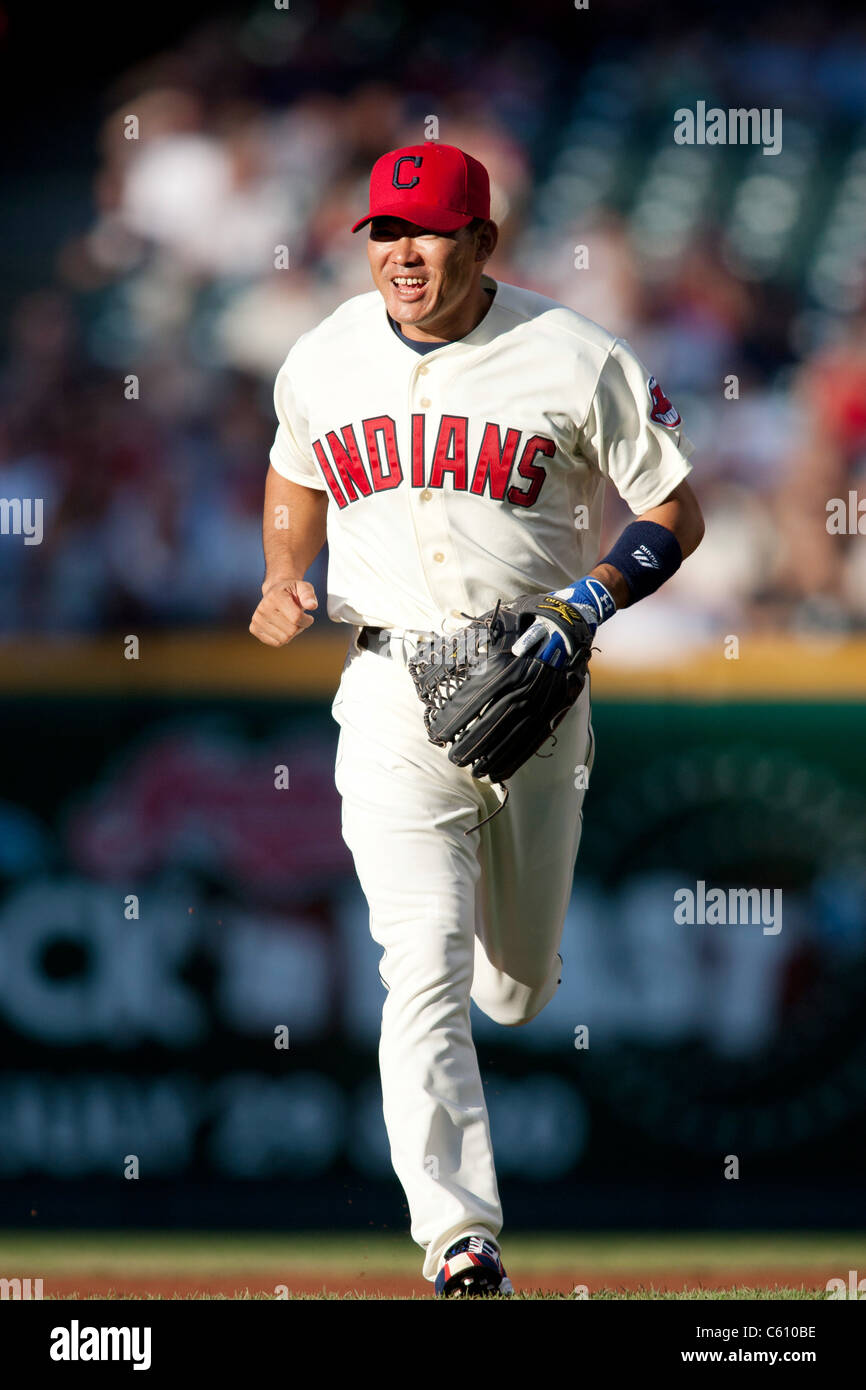 Japanische Baseball-Star: Kosuke Fukudome (JPN) Fledermäuse während des Spiels gegen die Kansas City Royals. Stockfoto