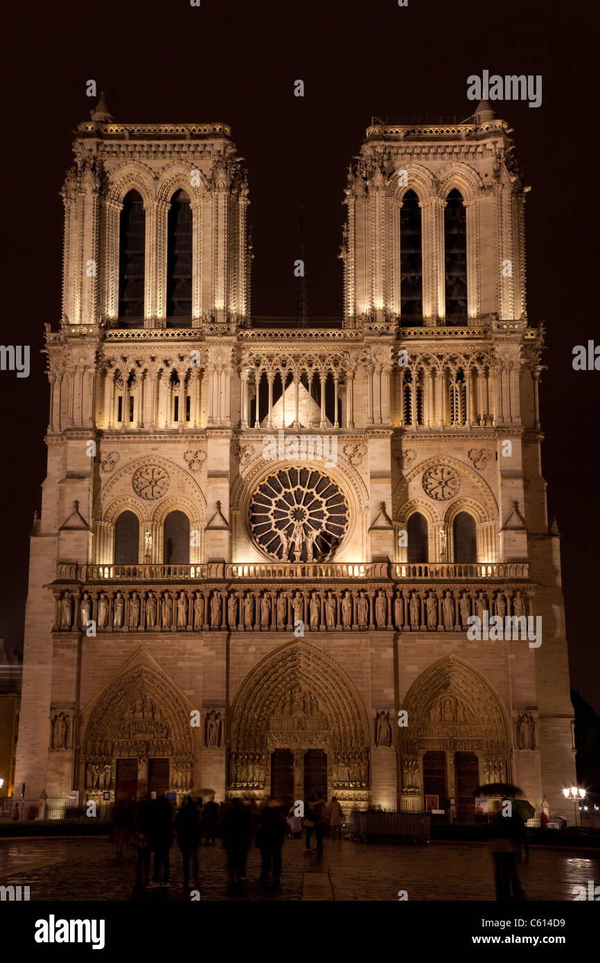 Nacht Ansicht von Notre-Dame de Paris. Frankreich. Stockfoto