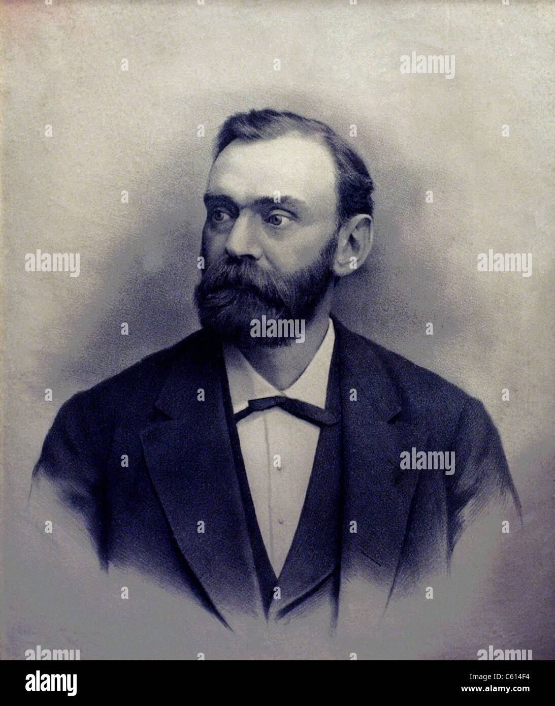 Alfred Berhard Nobel 1833-1896 schwedischen Chemiker und Ingenieur erfand einen Zünder mit Dynamit und Nitroglycerin verwendet. Aus der Stockfoto