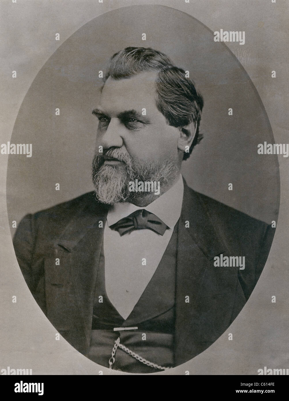 Leland Stanford 1824-1893 wurde durch den Goldrausch in den 1850er Jahren nach Kalifornien gezogen. Er war ein Schlüssel Investor in der Central Pacific Railroad wurde Gouverneur und US-Senator gewählt und Stanford University gegründet. Ca. 1870. (BSLOC 2010 18 150) Stockfoto
