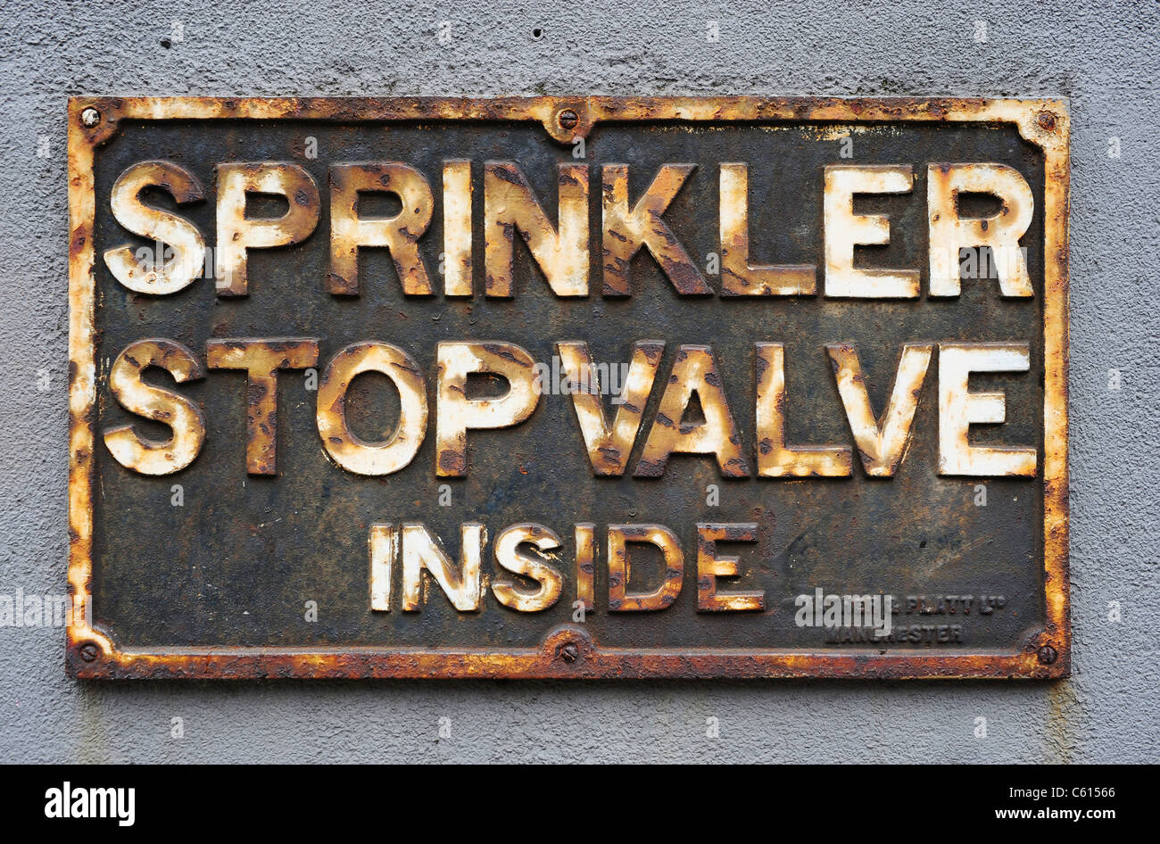 Verrosteten Schild - Manchester Stockfoto