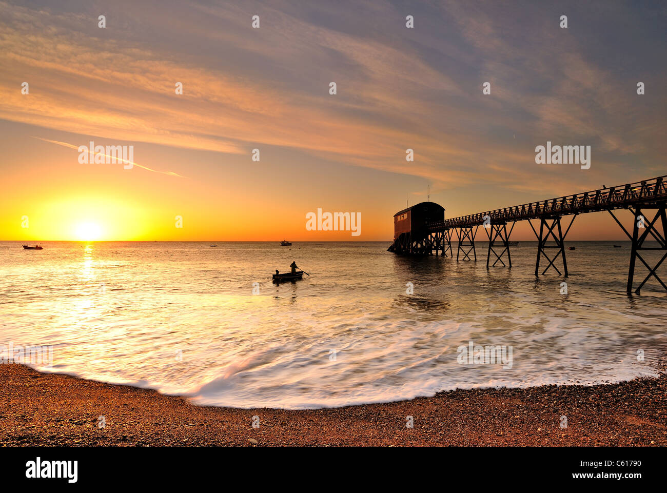 Sonnenaufgang in Selsey Stockfoto