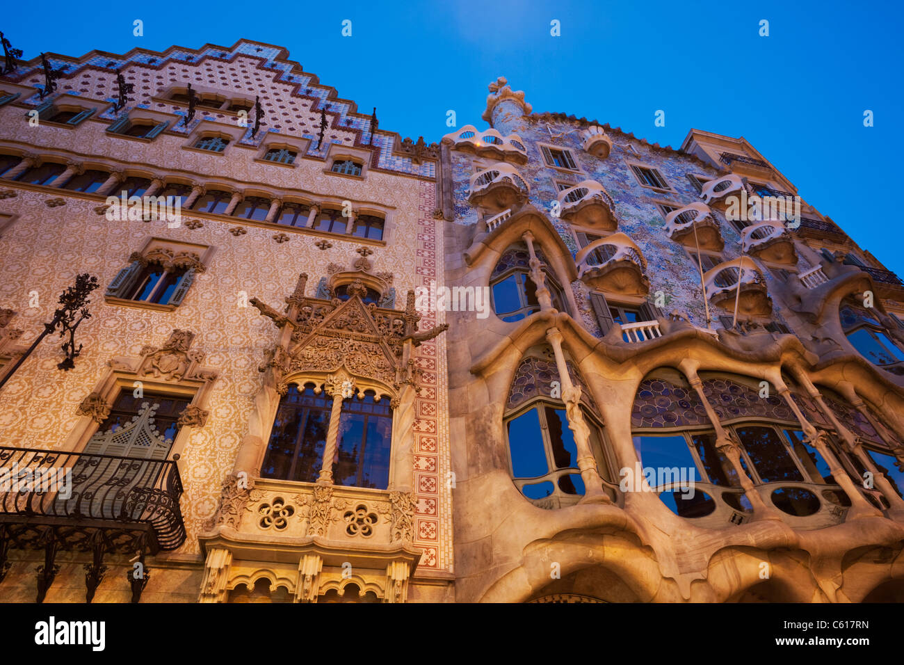 Spanien, Barcelona, Casa Batllo und Casa Amatller Stockfoto