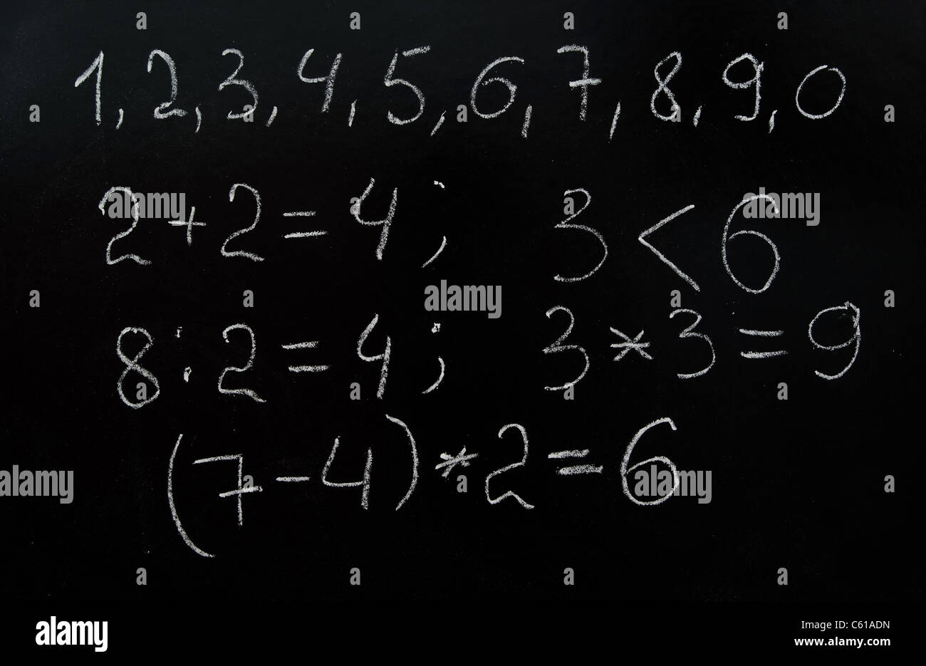 Mathematische Aufgabe auf einer Kreidetafel Stockfoto