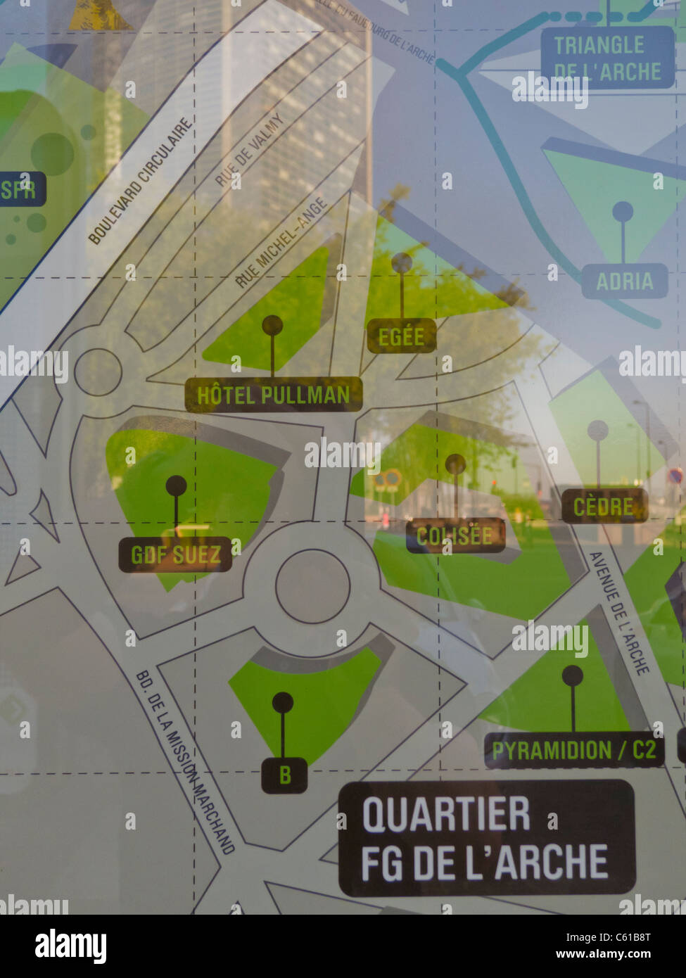 Paris, Frankreich, Detail, Karte von La Défense Business Center Stockfoto