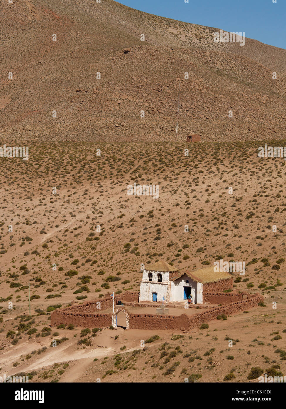 Iglesia San Carlos im Dorf Machuca, Atacamawüste, Chile Stockfoto