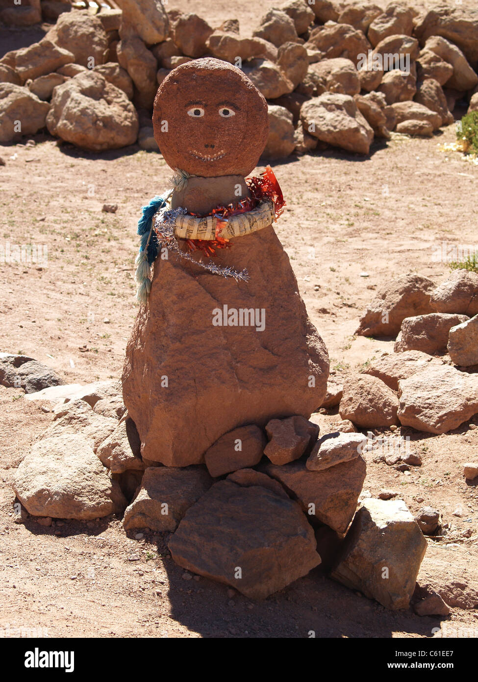 Figur aus Ton im Dorf Machuca, Atacamawüste, Chile Stockfoto