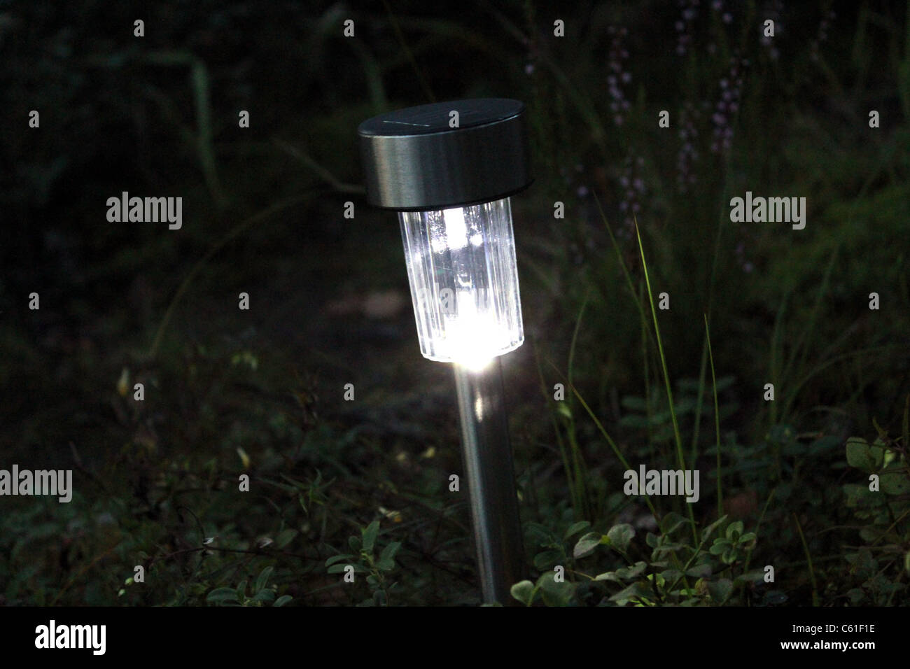 Outdoor´s Lampe mit Solarstrom Stockfoto