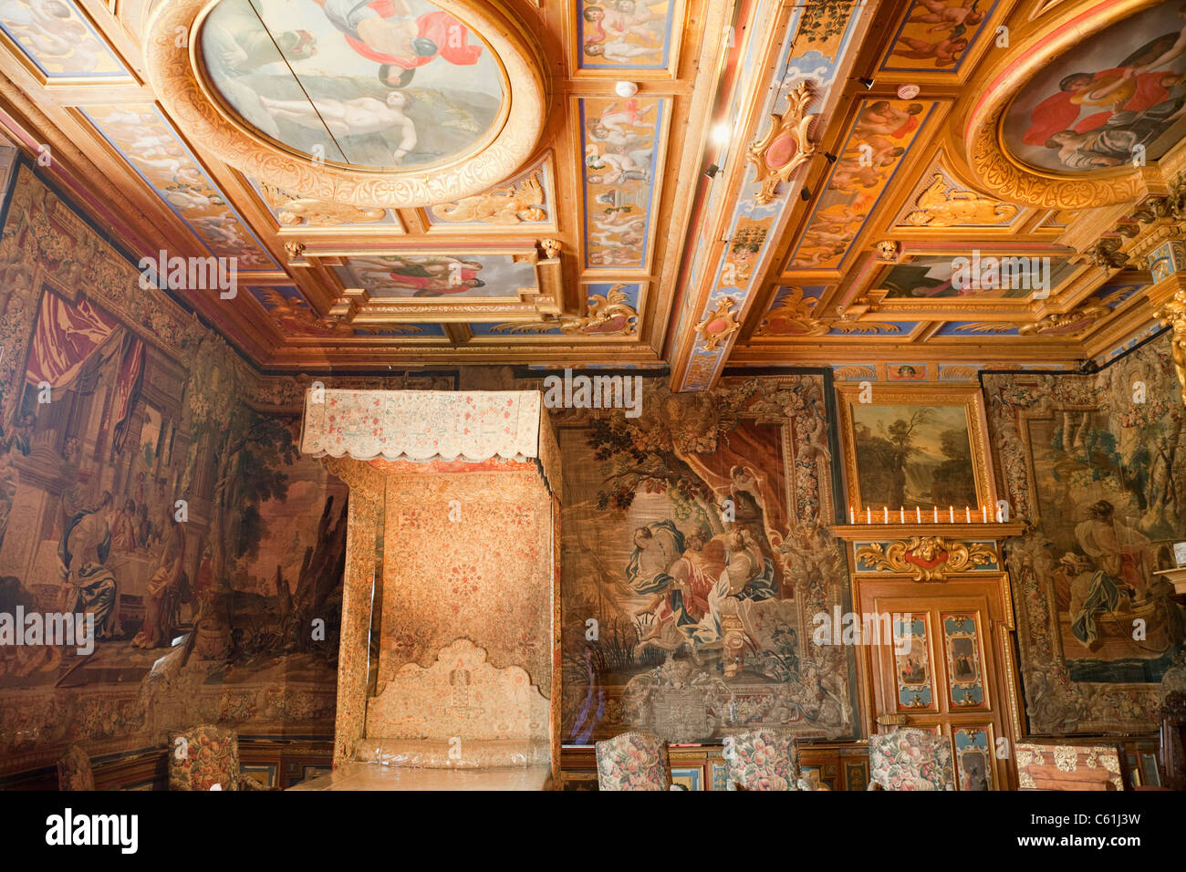 Frankreich, Loire-Tal, Schloss Cheverny, die Könige Schlafgemach Stockfoto