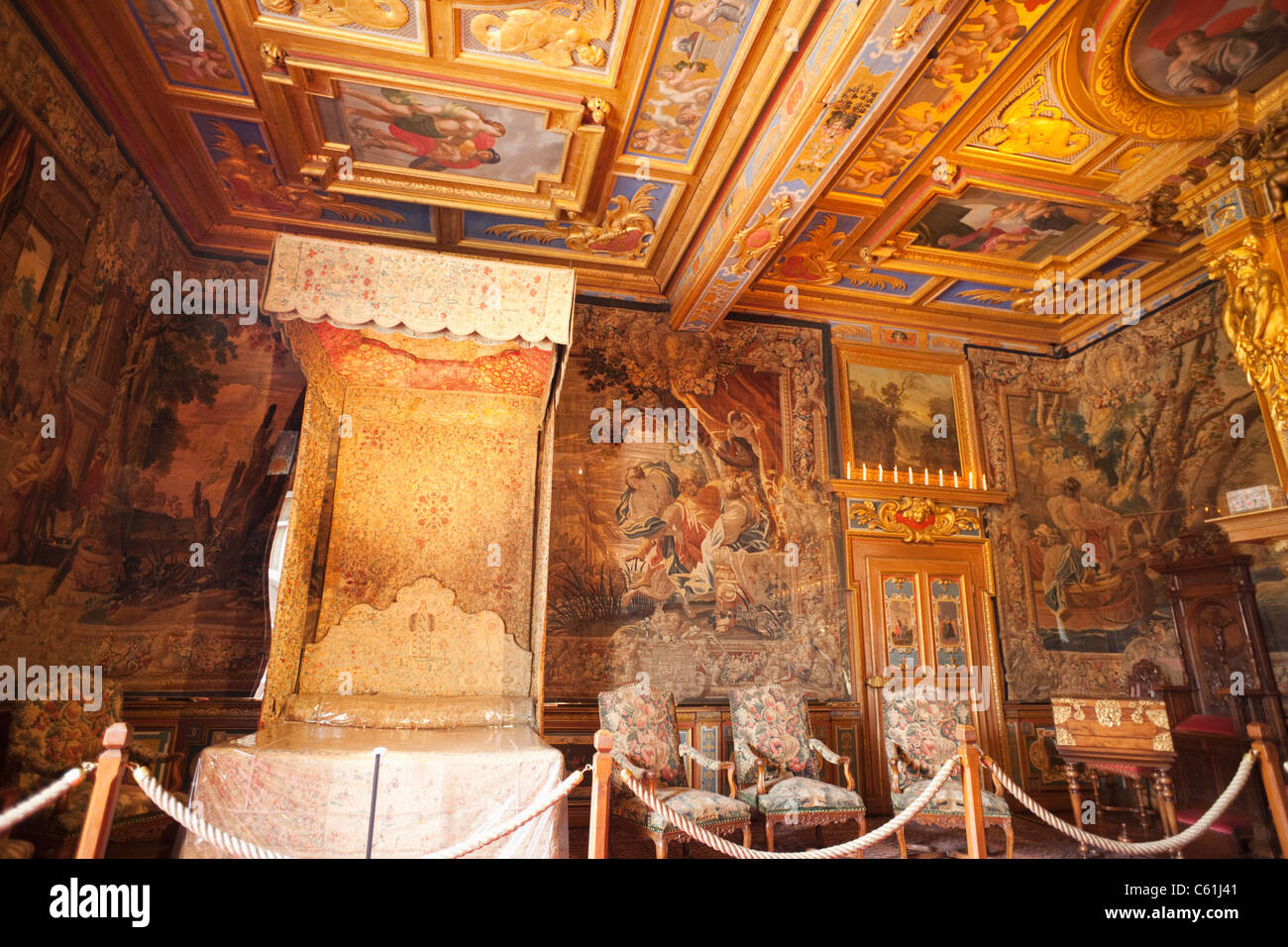 Frankreich, Loire-Tal, Schloss Cheverny, die Könige Schlafgemach Stockfoto