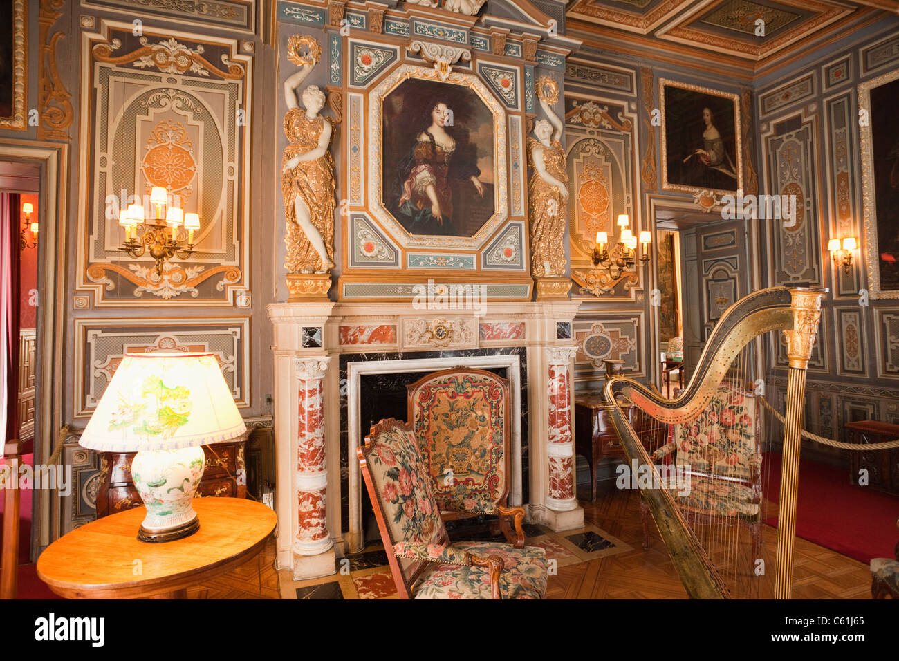 Frankreich, Loire-Tal, Schloss Cheverny, der Grand Salon Stockfoto