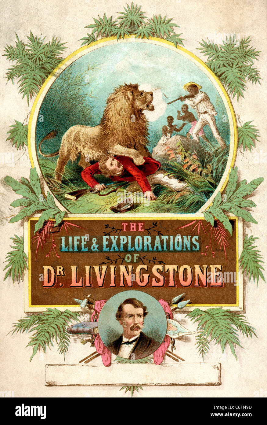 Frontispiz, das Leben und die Entdeckungen von Dr. Livingstone veröffentlicht c.1875. Stockfoto