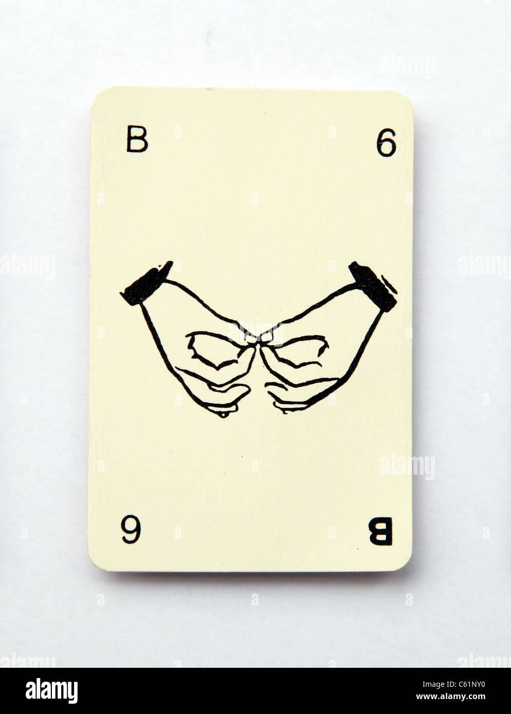 Der Buchstabe b Dinkel auf eine alte Spielkarte aus den 1960er Jahren "Kan-U-Go" Stockfoto