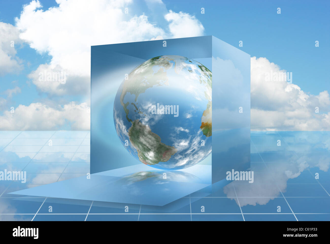 Ein Blick in eine Dropbox gemacht durch die Technik des Cloud computing Stockfoto