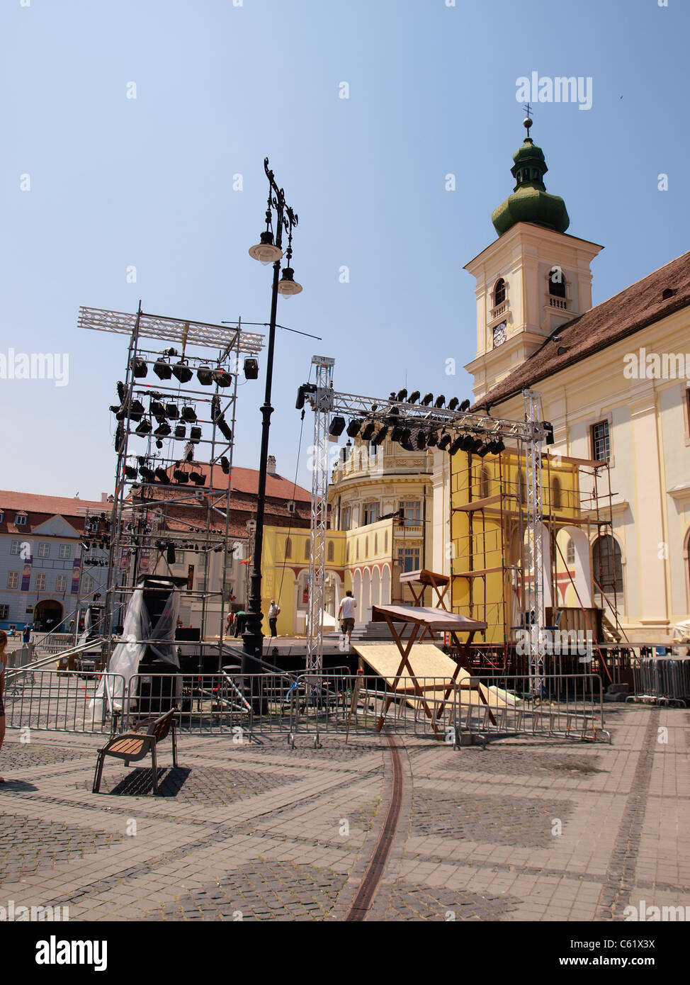 Sibiu, Cocnert zeigen Vorbereitung. Stockfoto