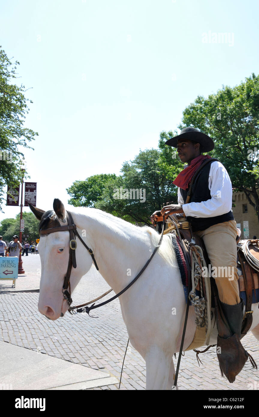 Schwarzen Cowboy, Nationalfeiertag der amerikanischen Cowboys, jährliche Cowboy Festival, Schlachthöfe, Fort Worth, Texas, USA Stockfoto
