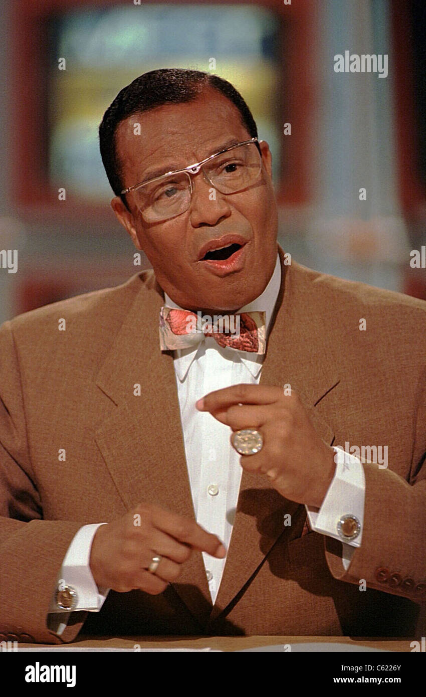 Führer der Nation of Islam Minister Louis Farrakhan auf NBC's "treffen die Presse" 13. April 1997 in Washington, DC Stockfoto