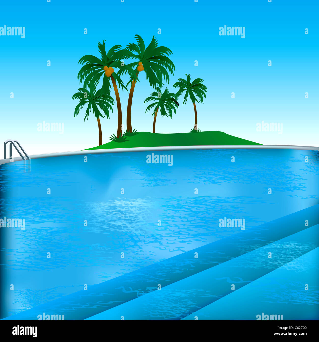 Vektor-Illustration von Pool-Hintergrund mit einladenden Schritte. Stockfoto