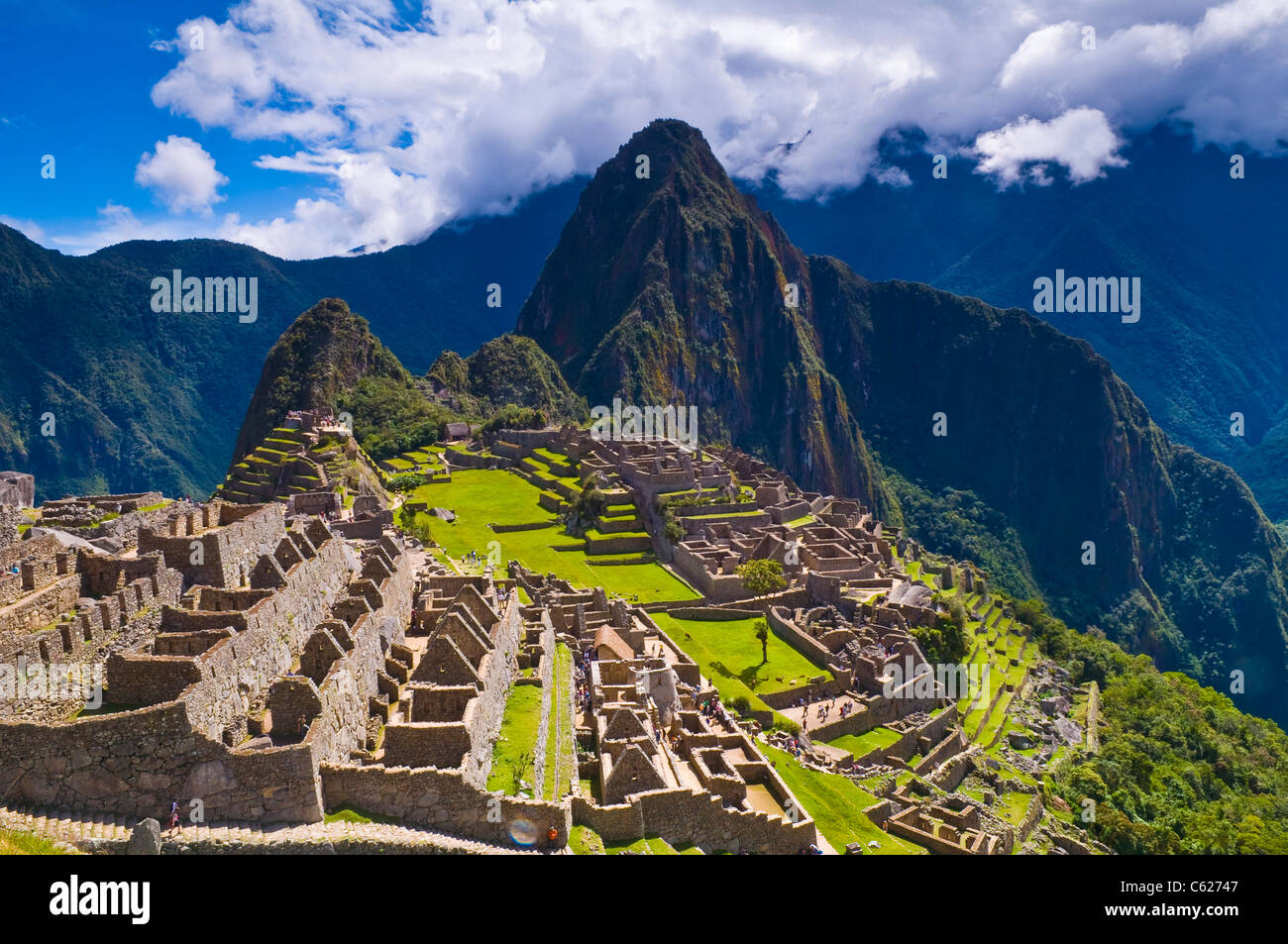 Blick auf die archäologische Stätte von Machu Pichu Stockfoto