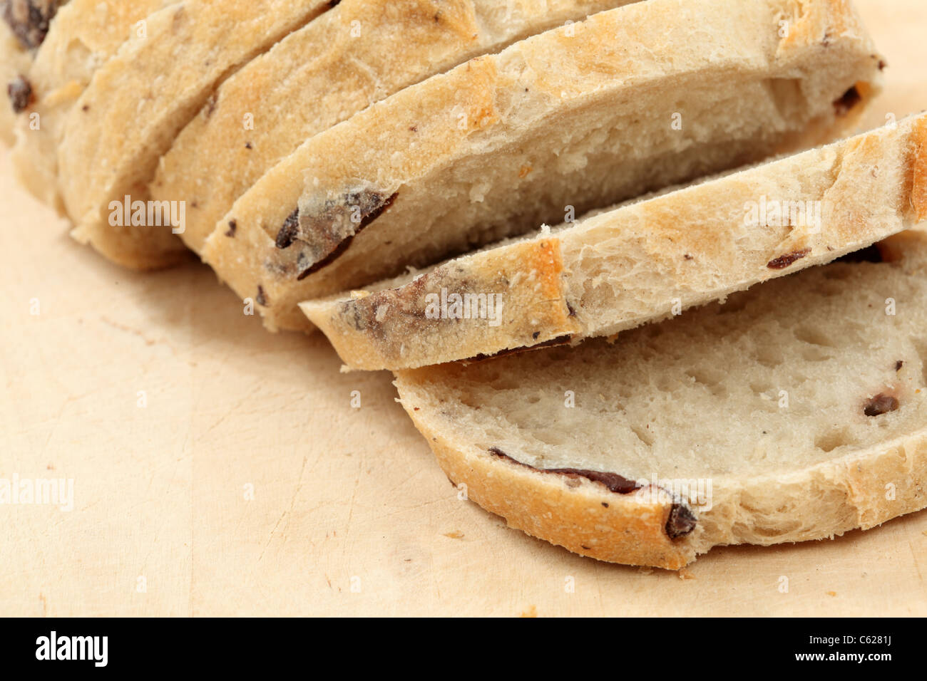 Nahaufnahme von traditionellen italienischen Olivenbrot Stockfoto