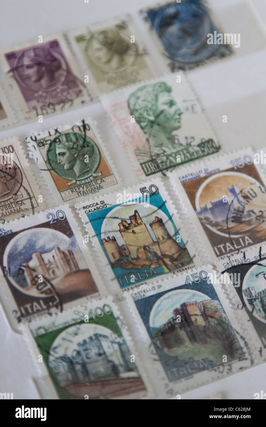Italienische Stempel Italien Briefmarken Sammlung Stockfoto