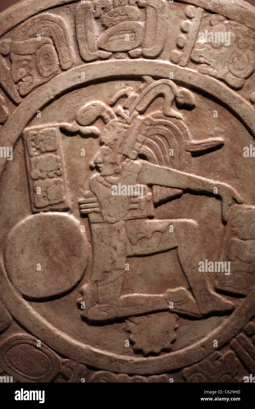 Maya-Scheibe aus Chincultik im Museo Nacional de Antropología David J Guzmán. San Salvador, El Salvador, Mittelamerika Stockfoto