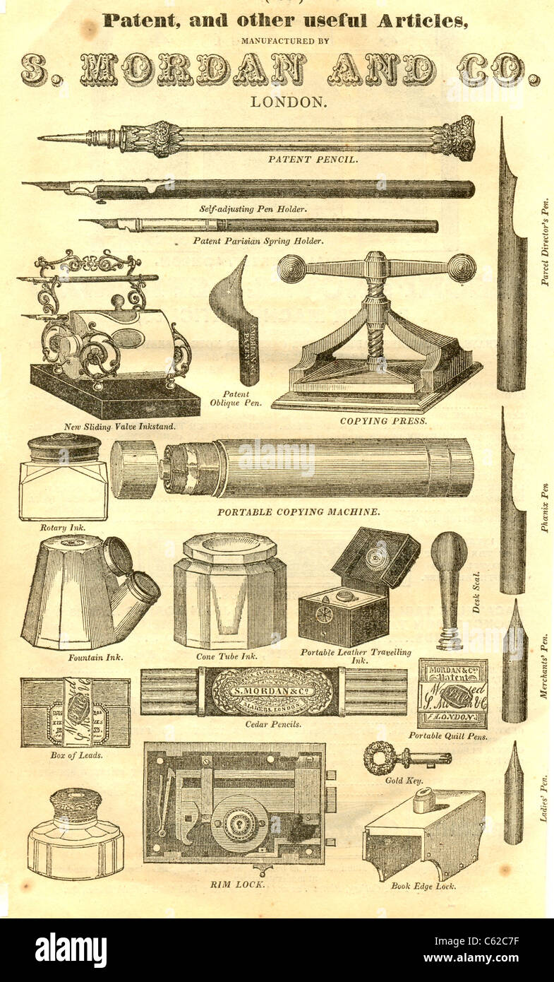 Werbung für Mordan & Co-Schreibgeräte Stockfoto