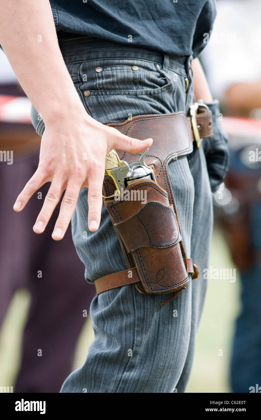 Cowboy Action Pistole und Holster Stockfoto
