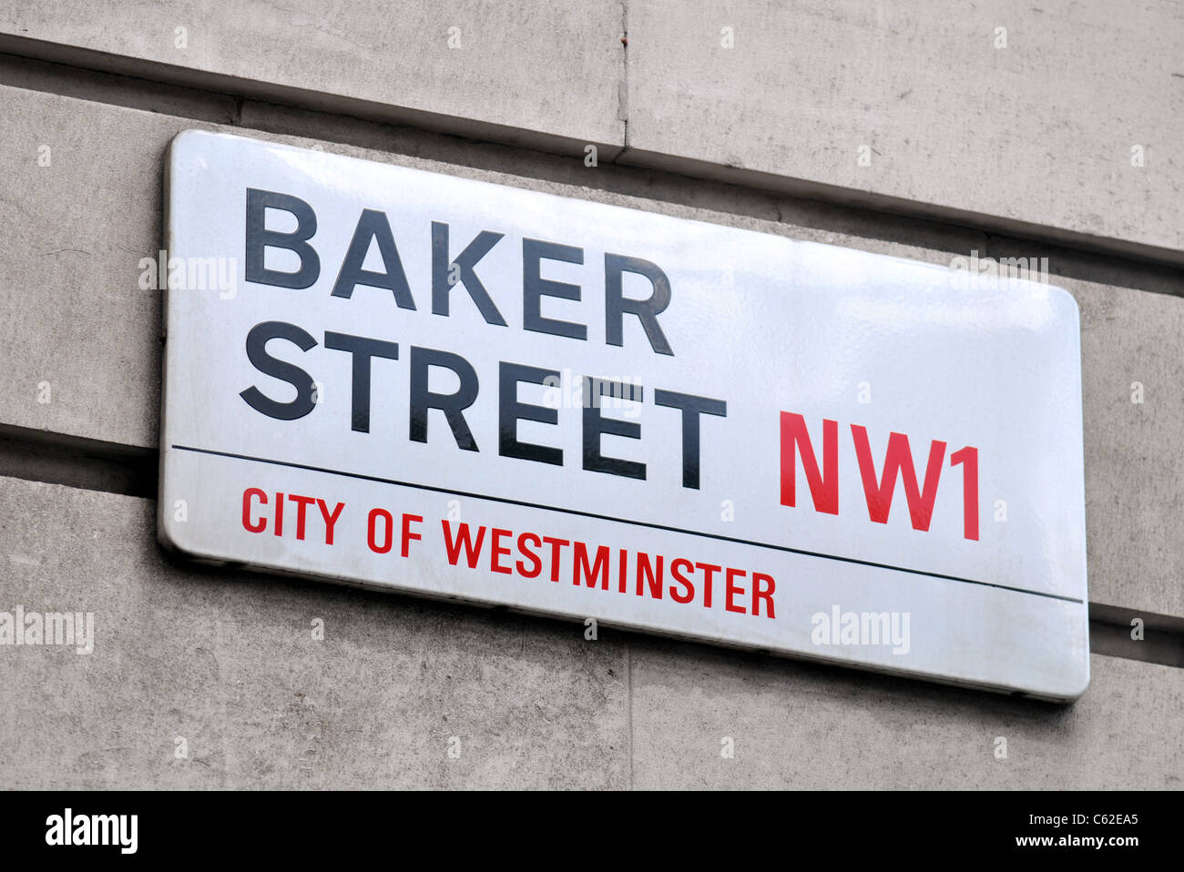 Baker Street Zeichen, Marylebone, London, England, UK Stockfoto