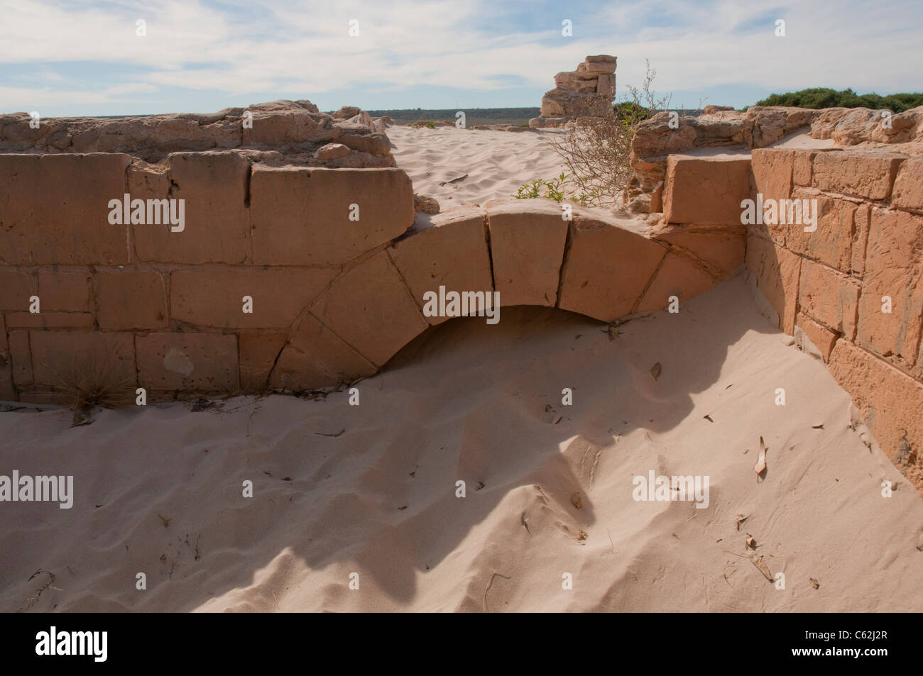 Die Ruine der alten Telegrafenstation von 1877 in Eucla in South Australia Stockfoto