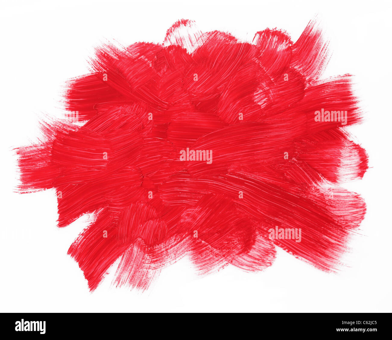 Roten Pinselstrichen isoliert auf einem weißen Hintergrund. Stockfoto