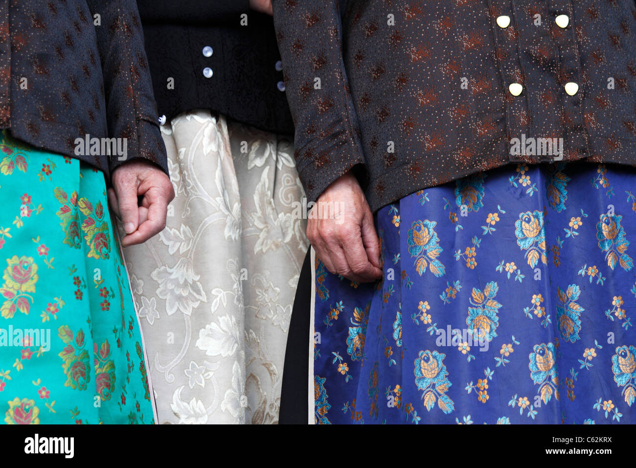 Nahaufnahme des schlesischen weibliche Tracht. Stockfoto