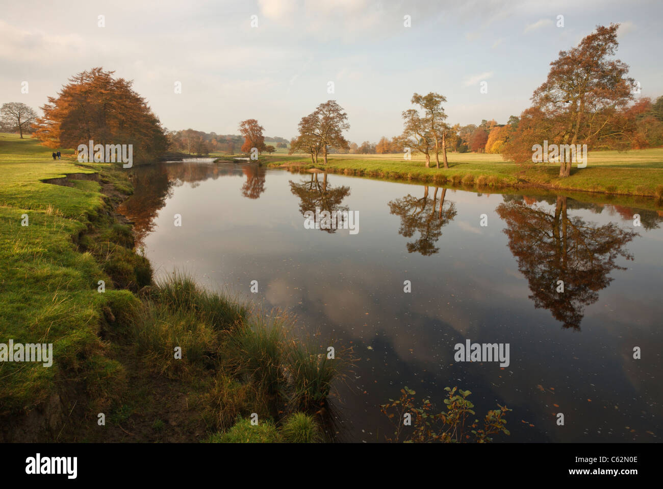 Chatsworth Park, River Derwent, Derbyshire, England Stockfoto