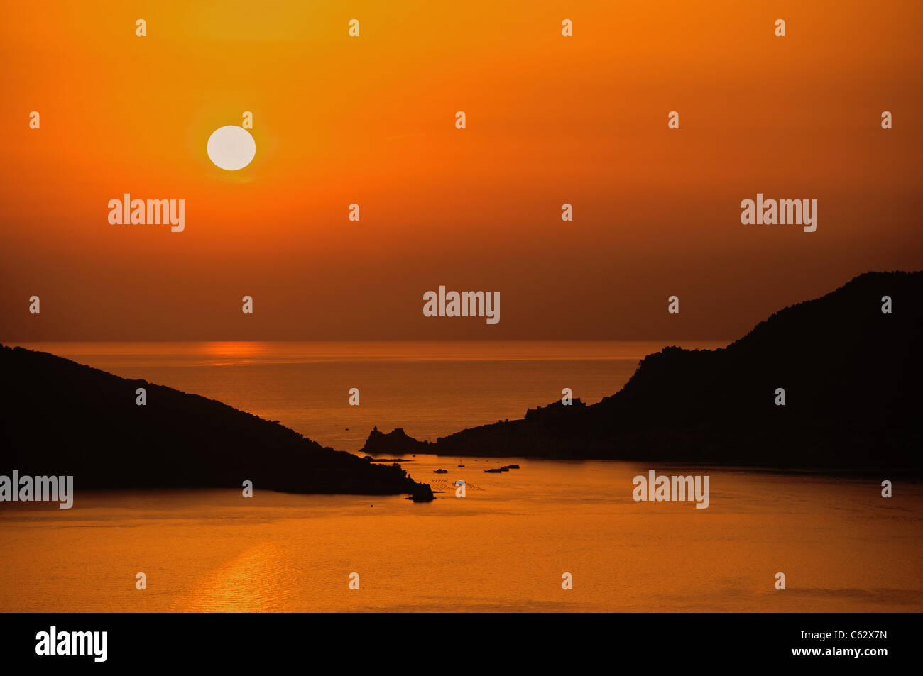 Sonnenuntergang in portovenere Stockfoto