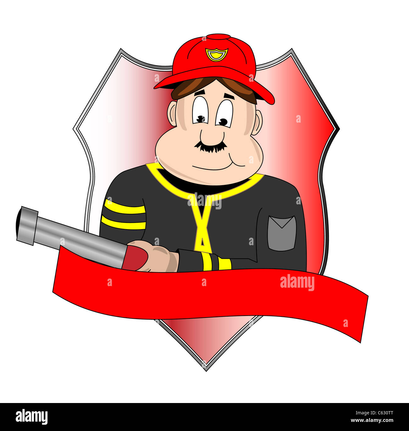 Abzeichen der Feuerwehr mit Feuer Mann Stockfoto