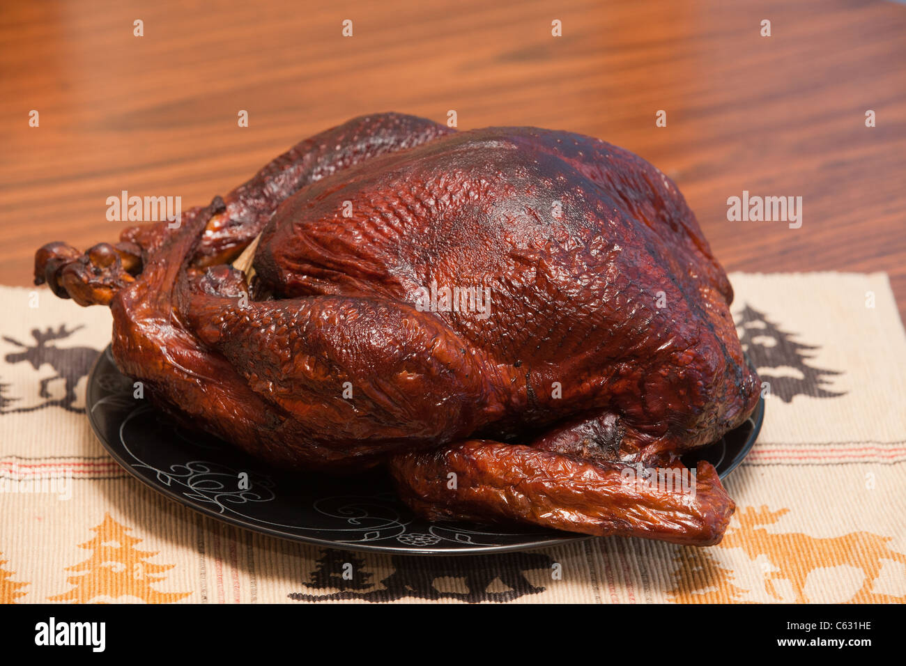 Thanksgiving-Truthahn auf Platte serviert Stockfoto