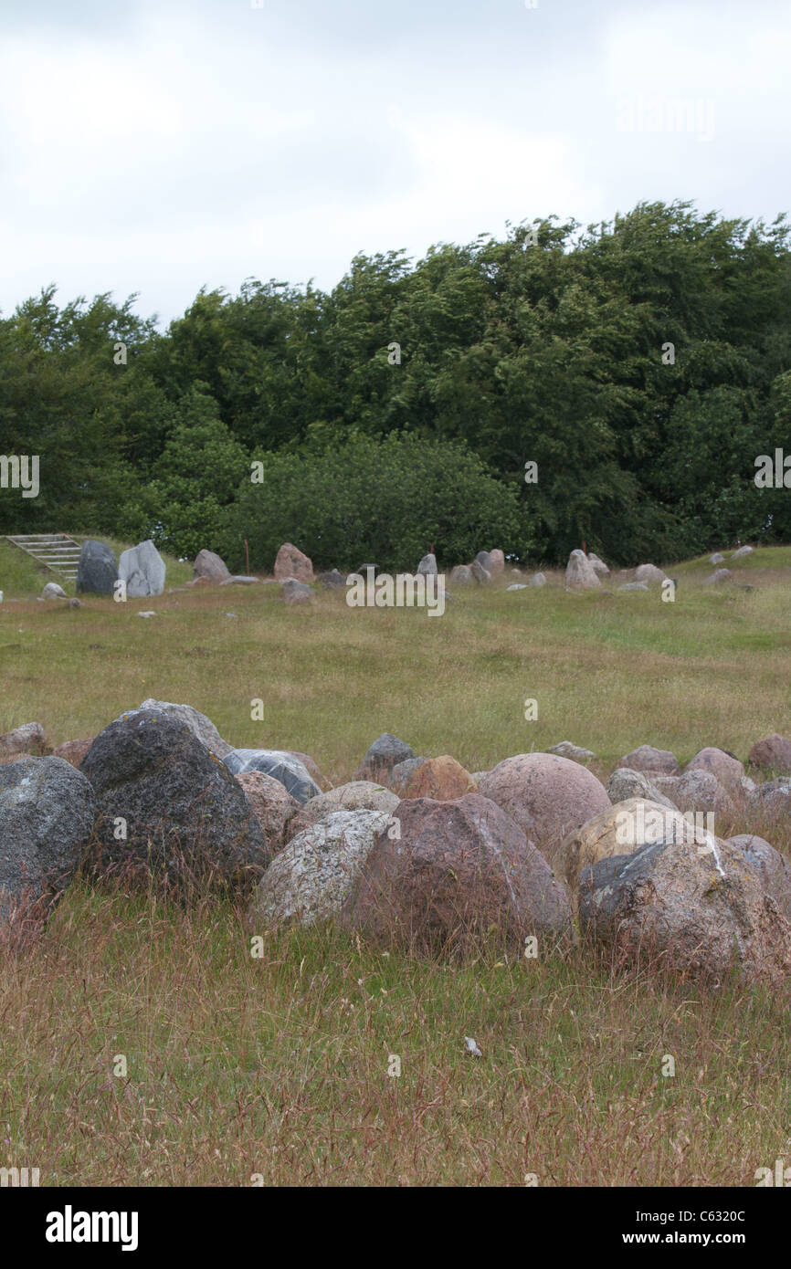 Lindholm Hoje, einem alten Wikinger-Friedhof in der Nähe von Aalborg, Dänemark Stockfoto