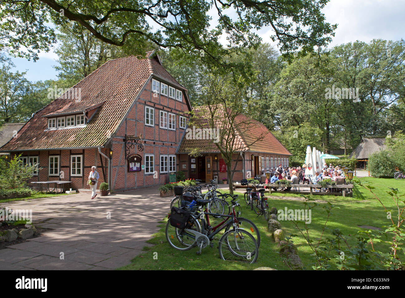 Restaurant, Wilsede, Lüneburg Heide, Niedersachsen, Deutschland Stockfoto