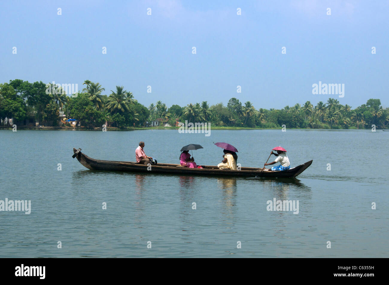 Kanu-Transport Backwaters Kerala Süd-Indien Stockfoto