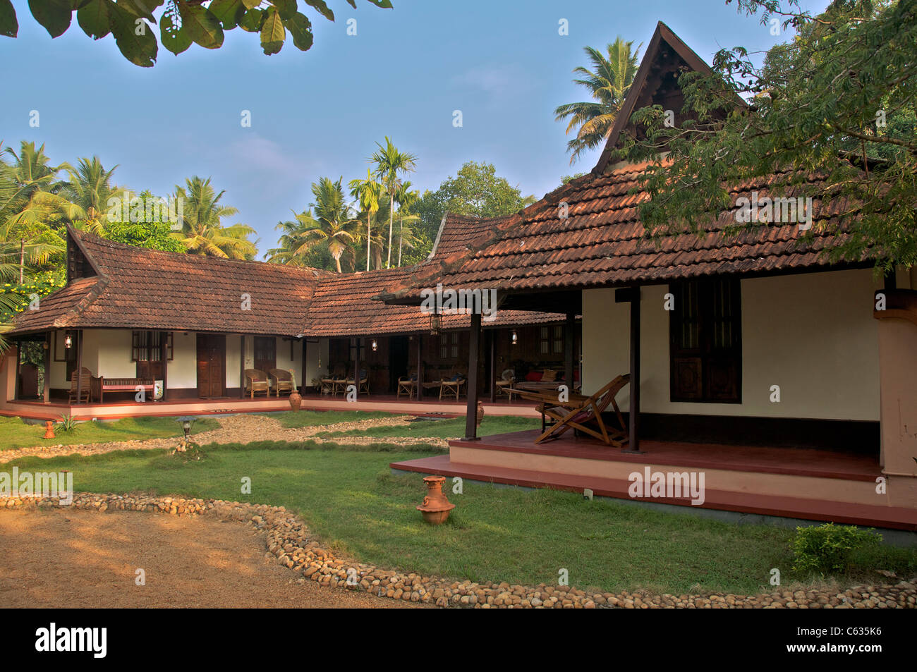 Alte Gebäude Emerald Isle Backwaters Kerala Süd-Indien homestay Stockfoto