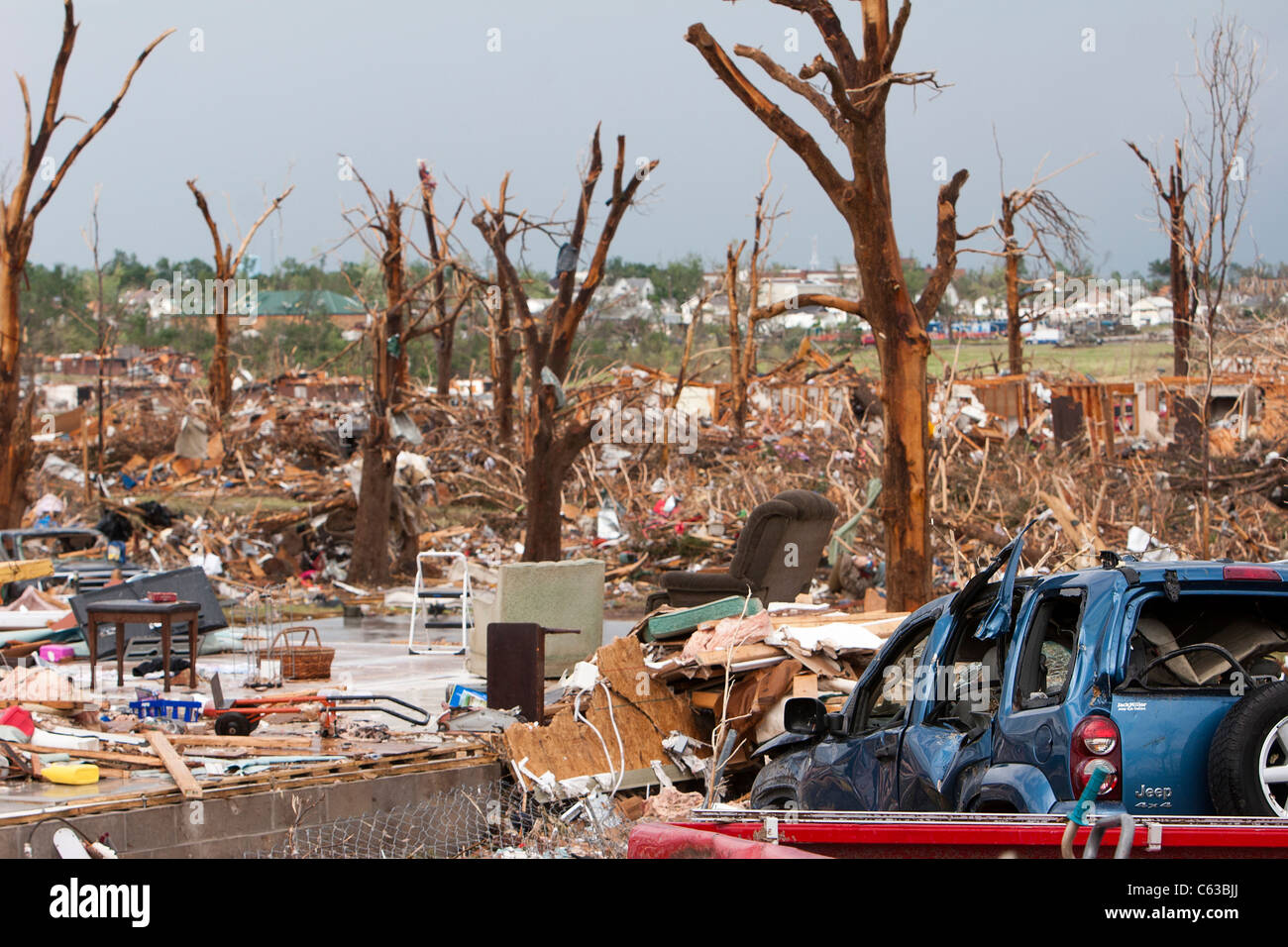 Ein Feld von Schutt ist alles, die was von einem Wohngebiet in der Nähe von West 26th Street in Joplin, Missouri, 25. Mai 2011 übrig geblieben ist. Stockfoto