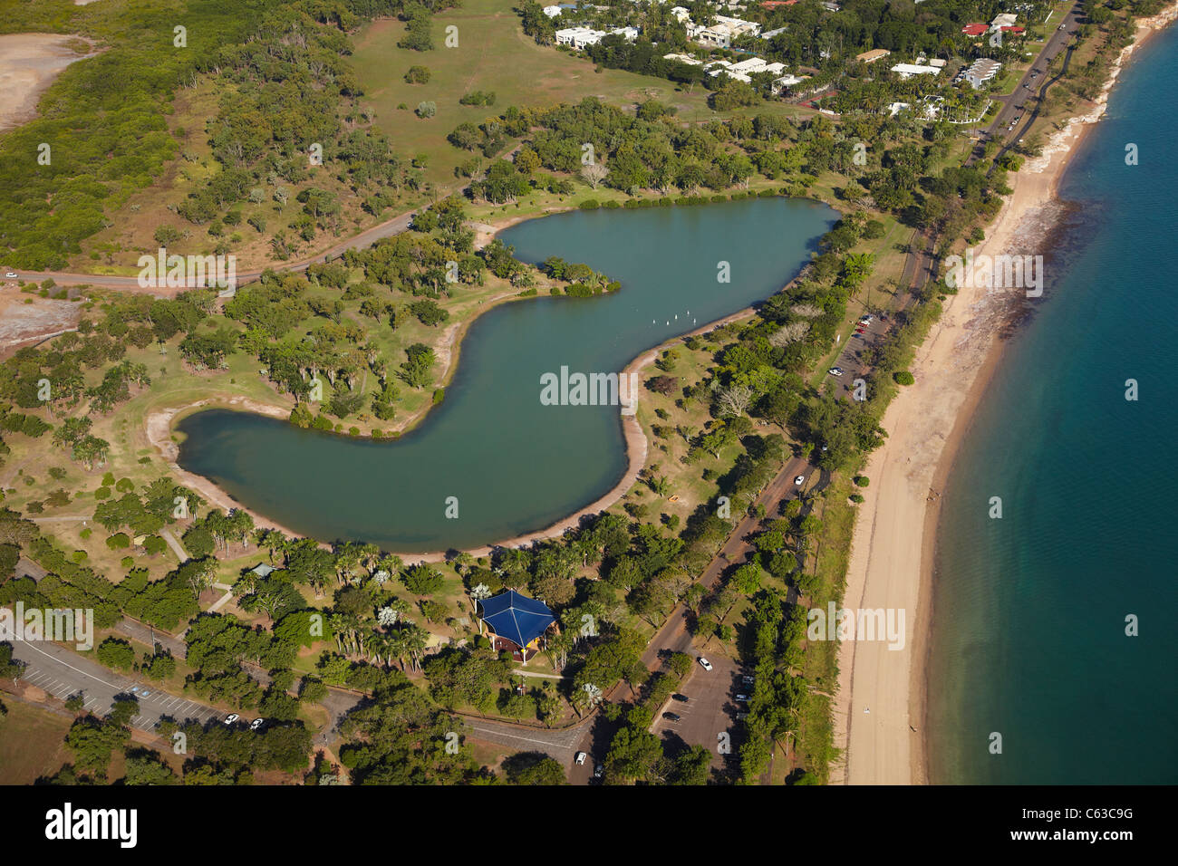 Lake Alexander und Fannie Bay Beach, Darwin, Northern Territory, Australien - Antenne Stockfoto