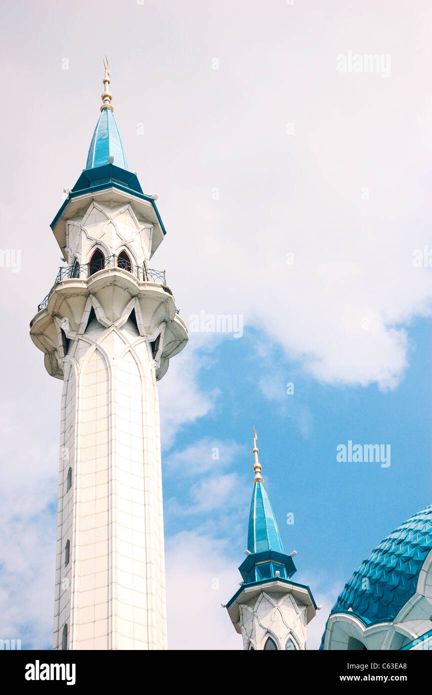 Minarette der Kul-Sharif-Moschee in Kazan Kremlin. Russische Föderation Stockfoto