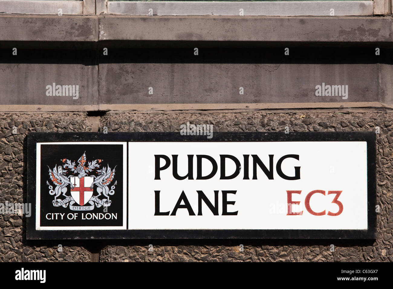 Pudding Lane EC3 Straßenschild Stockfotografie Alamy