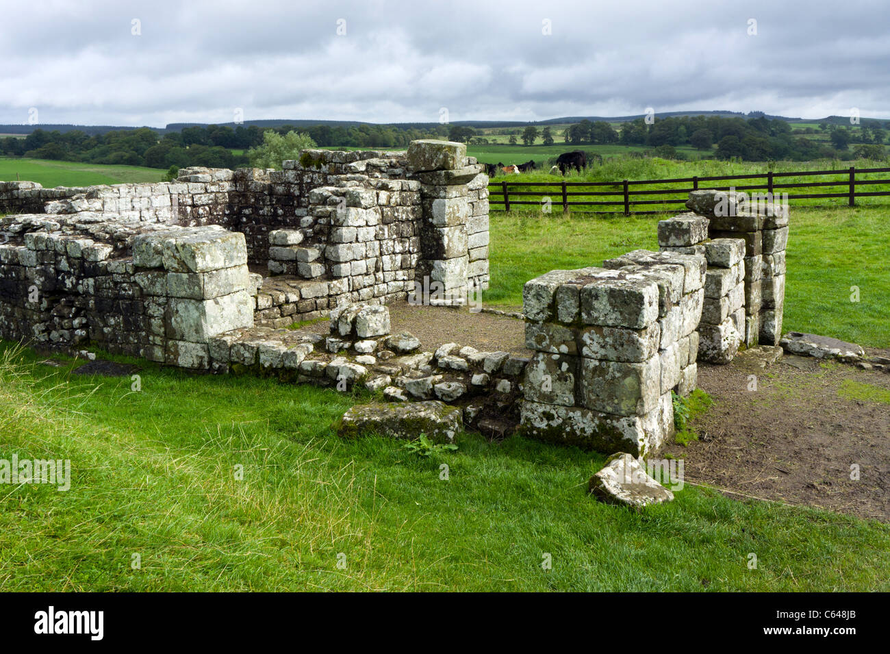 Osttor, Birdoswald Roman Fort. Der Hadrianswall, UK Stockfoto